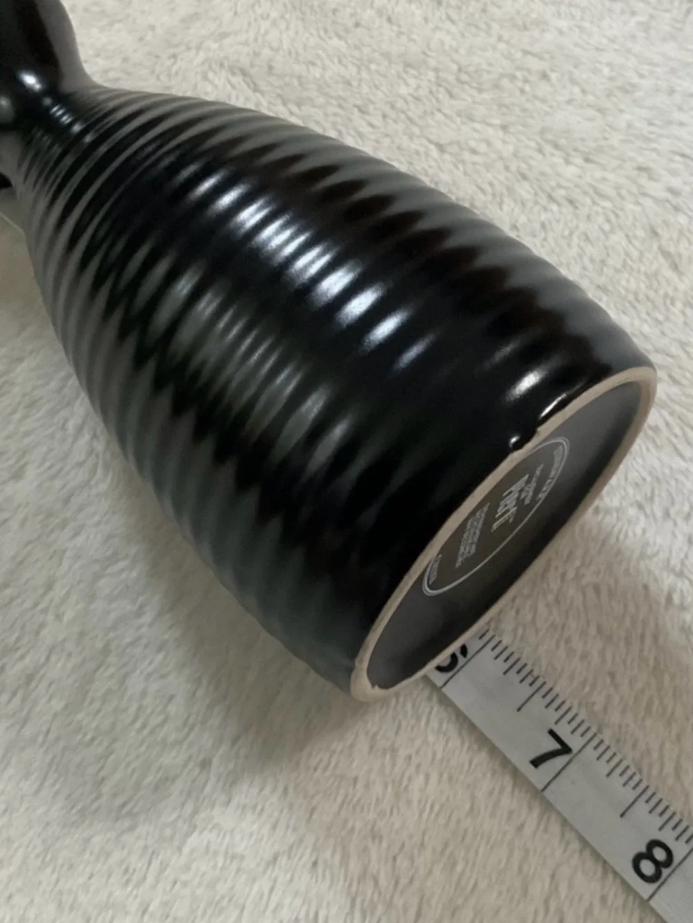 Pier 1 Ribbed Black Stoneware Bud Vase Modern Japandi Minimalist Decor